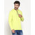 PAUSE Neon Green Solid Hooded Regular Fit Full Sleeve Men's T-Shirt