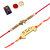 Deginer Pendant With Designer Look  Rakhi Combo  For Bhaiya With Roli Chawal And Greeting Card