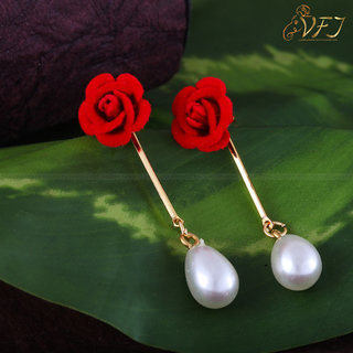 Vighnaharta Valentine Gift Gold Plated alloy Moti Drop Earring for Women and Girls