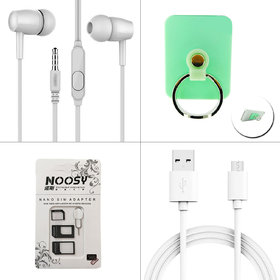 Kanny Devis 4 In1 Combo Of Ear Phone Usb Cable Mobile Ring Holder Sim