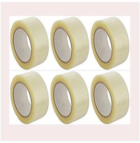JDents Transparent Adhesive BOPP Tape 2'' inch Width x 65 Meter Length Roll - Packing Tape (Combo of 6 Rolls)