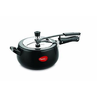 Pigeon by Stovekraft Amelia Induction Base Aluminium Pressure Cooker, 3 litres, Black