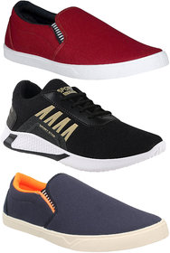 Chevit Mens Stylish Combo Pack of 3 Outdoor Sneakers, Sports Shoes (Multicolor)