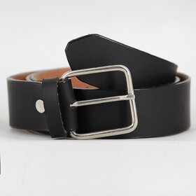 Formal Black Grain Pattern Leatherite Belt With Pin Hole Buckle For Men