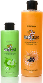 Fruit Shampoo Combo For Dogs And Cats Ginger Berry Shampoo 500ml And Green Apple Shampoo 200ml