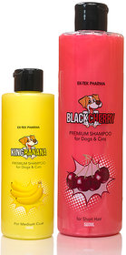 Fruit Shampoo Combo For Dogs And Cats Black Cherry Shampoo 500ml And King Banana Shampoo 200ml