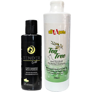 Dog Shampoo Combo Tea Tree Oil Shampoo 500ml And Tender Coat Shampoo 200ml
