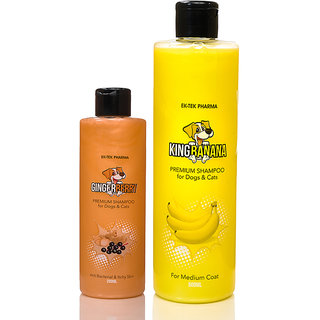 Fruit Shampoo Combo For Dogs And Cats King Banana Shampoo 500ml And Ginger Berry Shampoo 200ml