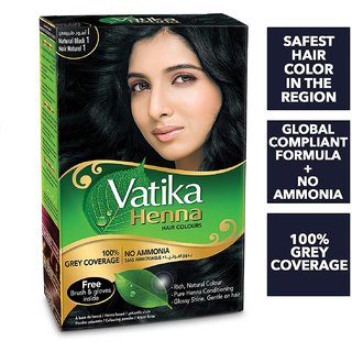                       Vatika Henna Hair Colour Black with olive extract - 60g                                              