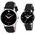 CALYPTO all Black Dial and Leather Strap  Analog Wrist Couple Watch for MenWomen Pack of 2