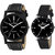CALYPTO Black Dial and Leather Strap  Analog Wrist Couple Watch for MenWomen Pack of 2