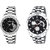 CALYPTO  Black Dial Stainless Steel Chain Analog Wrist Couple Watch for MenWomen Pack of 2