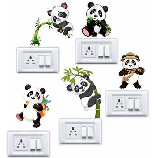                       Eja Art Walltech Panda Switch Board Sticker| Beautiful Design Wall Decoration Sticker                                              
