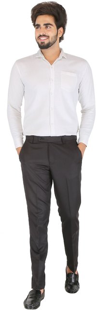 french crown Regular Fit Men Black Trousers  Buy french crown Regular Fit  Men Black Trousers Online at Best Prices in India  Flipkartcom