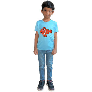 RISH - Kids Polyester Material Orange Fish Printed Design for age 12 - 18 Months - colour Blue