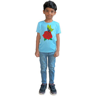                       RISH - Kids Polyester Material Red Rose with Butterfly Printed Design for age 12 - 18 Months - colour Blue                                              