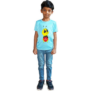                       RISH - Kids Polyester Material Happy Honey Bee Printed Design for age 2 - 4 Years - colour Blue                                              