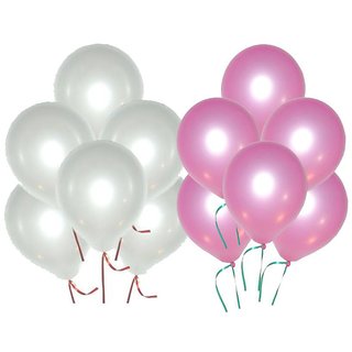                       solid white and pink color balloon pack of 50 pcs (1 set)                                              