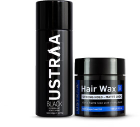 Ustraa Black Deodorant 150ml and Hair Wax Matt Look 100g