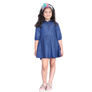                       Pure Cotton Denim Frock For Girls2-3yr                                              