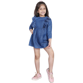                       Pure Cotton Denim Frock For Girls2-3yr                                              