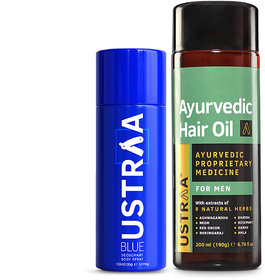 Ustraa Blue Deodorant 150ml and Ustraa Hair Oil 200ml
