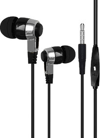 Innotek Wired In the Ear Earphones With Mic Bass Earphone With Deep Bass Compatible with All Black