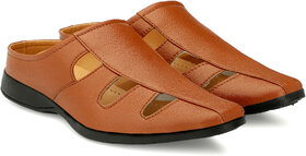 Mr cobbler Men Synthetic Daily Wear Sandals (Tan)