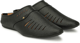 Mr cobbler Men's Black Synthetic Daily Wear Sandals