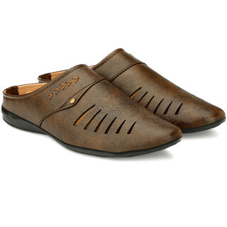 Mr cobbler Men's Brown Synthetic Leather Daily Wear Sandals