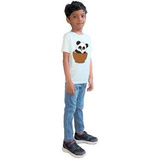                       RISH - Kids Polyester Material Panda in Bowl Printed Design for age 12 - 18 Months - colour White                                              