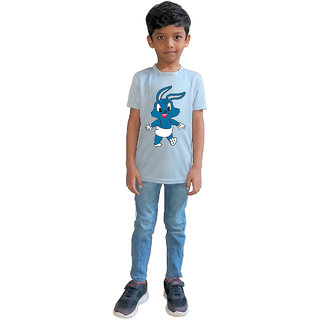                       RISH - Kids Polyester Material Blue Happy Rabbit Printed Design for age 12 - 18 Months - colour Grey                                              