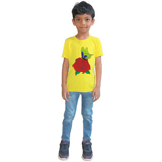                       RISH - Kids Polyester Material Red Rose with Butterfly Printed Design for age 12 - 18 Months - colour Yellow                                              