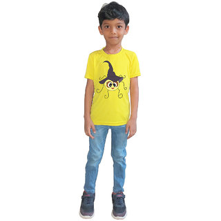                       RISH - Kids Polyester Material Yellow Smiling Spider Makdi Printed Design for age 12 - 18 Months - colour Yellow                                              