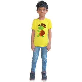                       RISH - Kids Polyester Material Thums-up Happy Green Tortoise Printed Design for age 12 - 18 Months - colour Yellow                                              