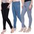 Women Black and Blue and Grey Silky Jean Pack Of 3