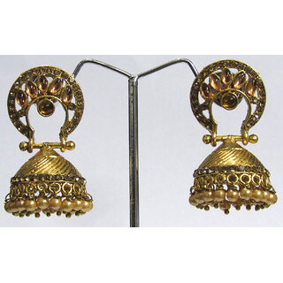                       Golden Pearl Drop Jhumka Earring                                              