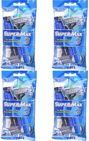 RmrJaiHind SuperMax3-(Pack Of 4  20 Razors) with 5 Triple Safety Manual Shaving Blade for Men