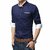 Singularity Clothing Trendy Shirt With Unquie Collar And Cuff Pattern In Navy