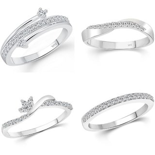                       Vighnaharta Shimmering Bejeweled Rings Rhodium Plated For women and Girls .                                              