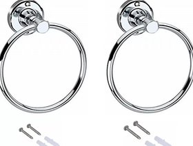 VARULAX SKRULLS ROUND Stainless Steel Towel Ring (COMBO -2 PCS)/Towel Holder/Silver (STAINLESS STEEL) (PACK OF 2)