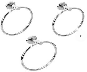 VARULAX ROLSHINE ROUND Stainless Steel Towel Ring (COMBO -3 PCS)/Towel Holder/Silver (STAINLESS STEEL) (PACK OF 3)