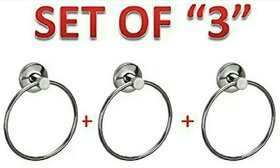 VARULAX ROLBY LONY ROUND Stainless Steel Towel Ring (COMBO -3 PCS)/Towel Holder/Silver (STAINLESS STEEL) (PACK OF 3)