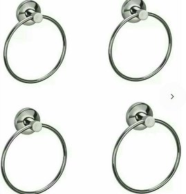 VARULAX ROLBY ROUND Stainless Steel Towel Ring (COMBO -4 PCS)/Towel Holder/Silver (STAINLESS STEEL) (PACK OF 4)