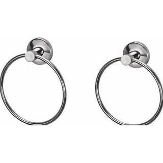VARULAX ROLBY LONNY ROUND Stainless Steel Towel Ring (COMBO -2 PCS)/Towel Holder/Silver (STAINLESS STEEL) (PACK OF 2)