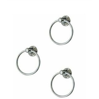 VARULAX COCXXY ROUND Stainless Steel Towel Ring (COMBO -3 PCS)/Towel Holder/Silver (STAINLESS STEEL) (PACK OF 3)