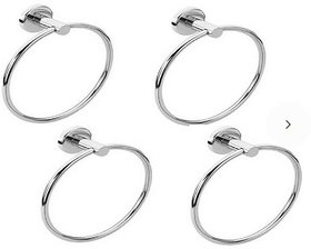 VARULAX ROLSHINE ROUND Stainless Steel Towel Ring (COMBO -4 PCS)/Towel Holder/Silver (STAINLESS STEEL) (PACK OF 4)