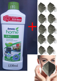 Amway LOC home 1330ml (1.33LTR) Concentrated Multi-Purpose Cleaner with 10 piece N95 Face Mask best combo Amway l o c