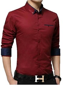 Singularity Clothing Trendy Collar and cuff Shirt in Maroon
