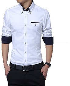 Singularity Clothing Trendy Collar and Cuff shirt for men in white
